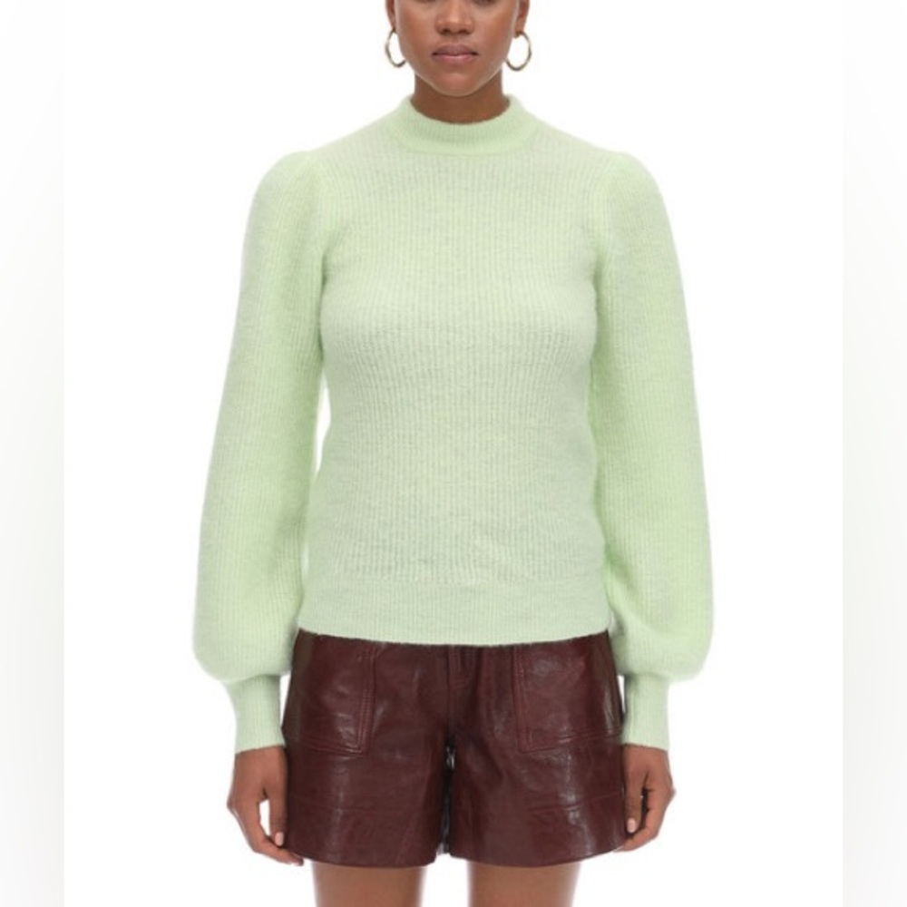 Ganni green wool alpaca light green sweater XS